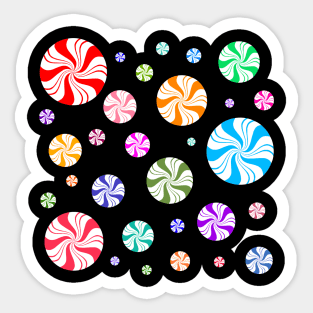 Colorful Rainbow Round Peppermint Holiday Pattern Sticker